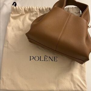Polène Numéro Neuf Mini textured leather handbag in brown